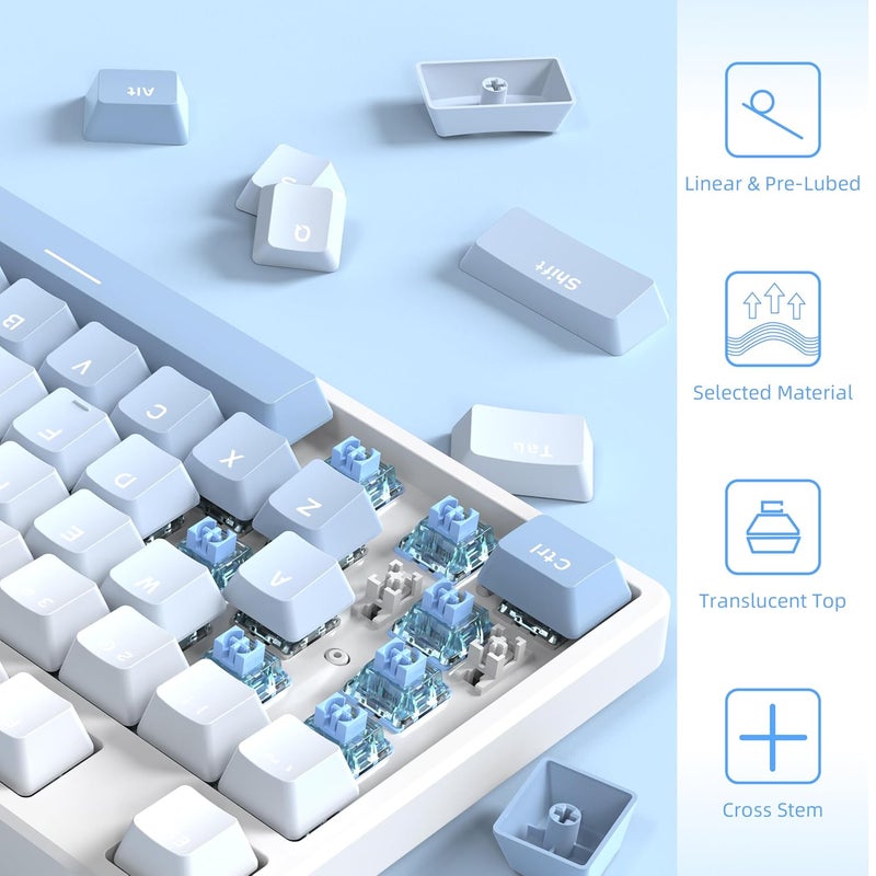 Magic-Refiner x Jelly Blue Switches for Mechanical Keyboard DIY, 50gf Tactile Keyswitch 3 Pins, Factory Pre Lubed with POM Stem Compatible for MX Mechanical Keyboard Switch Set (100PCS) - Image 5